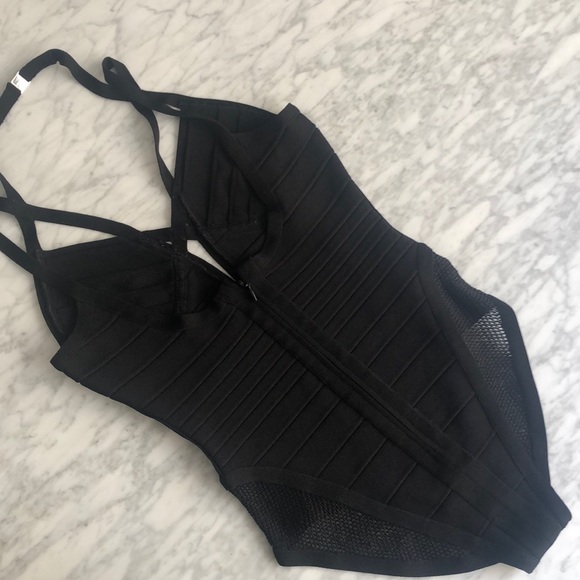 Herve Leger Bandage Cutout Mesh Swimsuit Sz S - Picture 6 of 8